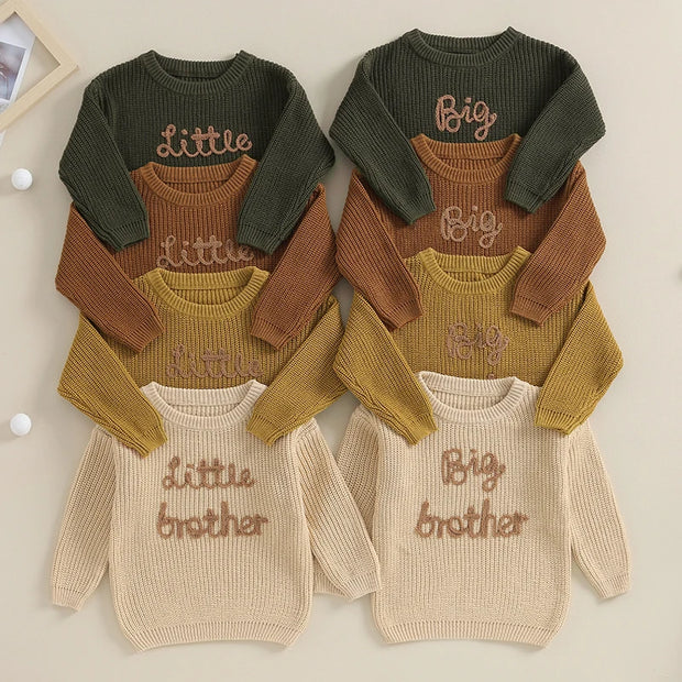 Little Brother Embroidery Crew Neck Pullover