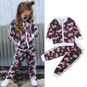 Floral Print Long Sleeve Tracksuit - Plush Baby Mart