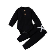 Ribbed Long Sleeve Bodysuits + Elastic Pants - Plush Baby Mart