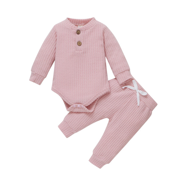 Ribbed Long Sleeve Bodysuits + Elastic Pants - Plush Baby Mart