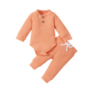 Ribbed Long Sleeve Bodysuits + Elastic Pants - Plush Baby Mart