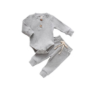 Ribbed Long Sleeve Bodysuits + Elastic Pants - Plush Baby Mart