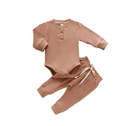 Ribbed Long Sleeve Bodysuits + Elastic Pants - Plush Baby Mart