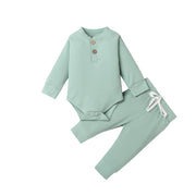 Ribbed Long Sleeve Bodysuits + Elastic Pants - Plush Baby Mart