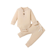 Ribbed Long Sleeve Bodysuits + Elastic Pants - Plush Baby Mart