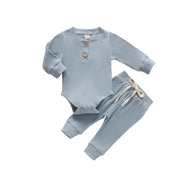 Ribbed Long Sleeve Bodysuits + Elastic Pants - Plush Baby Mart