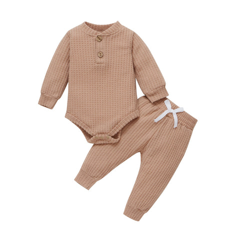 Ribbed Long Sleeve Bodysuits + Elastic Pants - Plush Baby Mart