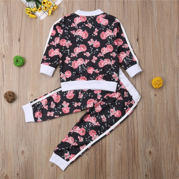 Floral Print Long Sleeve Tracksuit - Plush Baby Mart