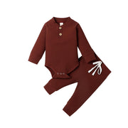 Ribbed Long Sleeve Bodysuits + Elastic Pants - Plush Baby Mart