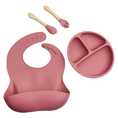 Baby Silicone Bowl Bibs Set - Plush Baby Mart