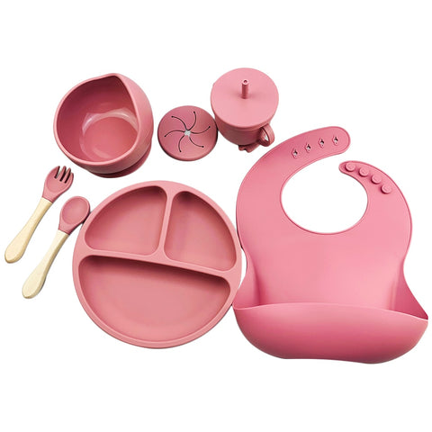 Baby Silicone Bowl Bibs Set - Plush Baby Mart