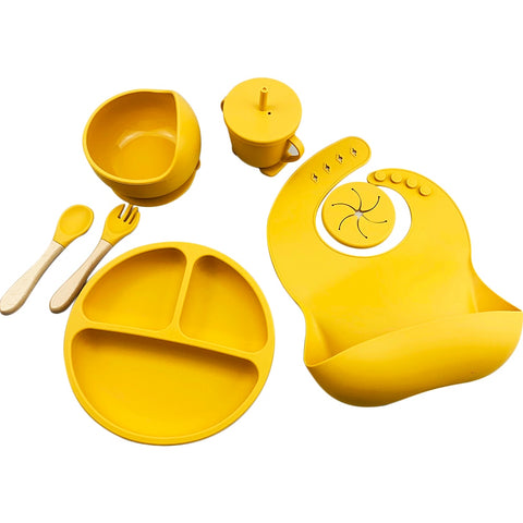 Baby Silicone Bowl Bibs Set - Plush Baby Mart