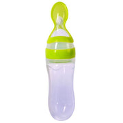 Baby Squeezing Feeding Bottle With Spoon - Plush Baby Mart