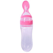 Baby Squeezing Feeding Bottle With Spoon - Plush Baby Mart